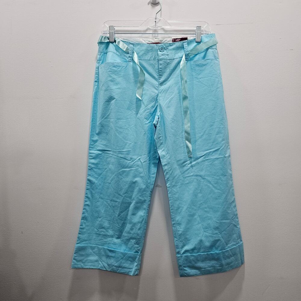 SO NEW W/TAG VINTAGE Y2K Stretch Crop Capri Pants Aqua Blue Junior 9 Kohls